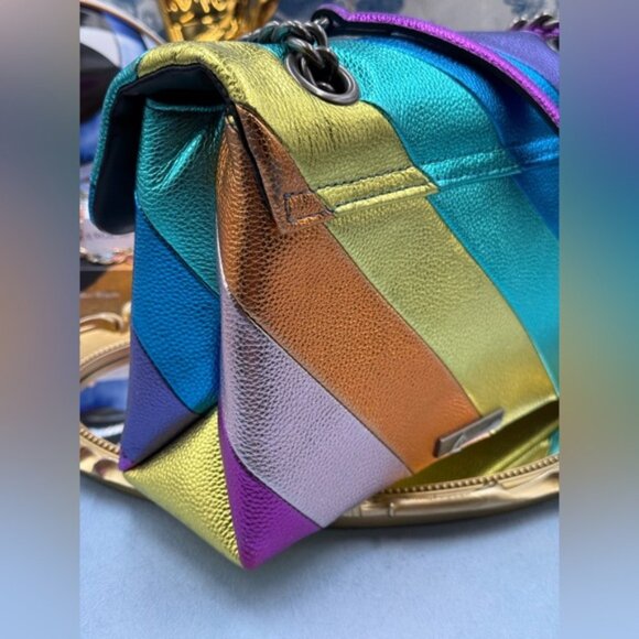 🆕 KURT GEIGER LONDON 🧿 NWOT Leather Kensington Shoulder Bag, Metallic Rainbow - Picture 15 of 16